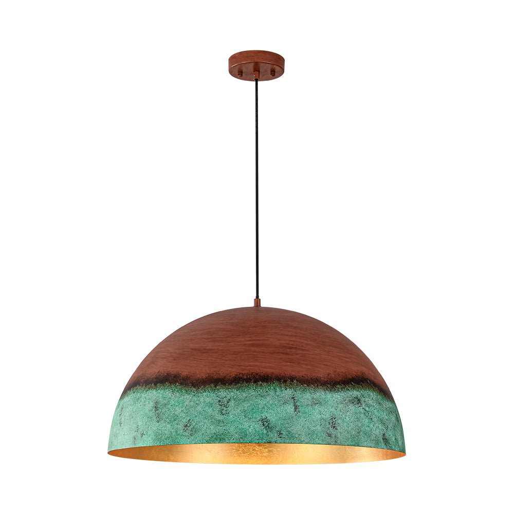 Pendantlightie - Rustic Farmhouse 1 - Light Copper And Green Paint Dome Pendant - Pendants - 23.6 in (60 cm) -