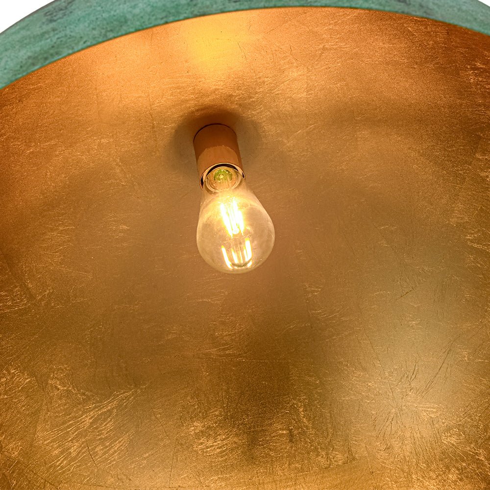 Pendantlightie - Rustic Farmhouse 1 - Light Copper And Green Paint Dome Pendant - Pendants - 23.6 in (60 cm) -