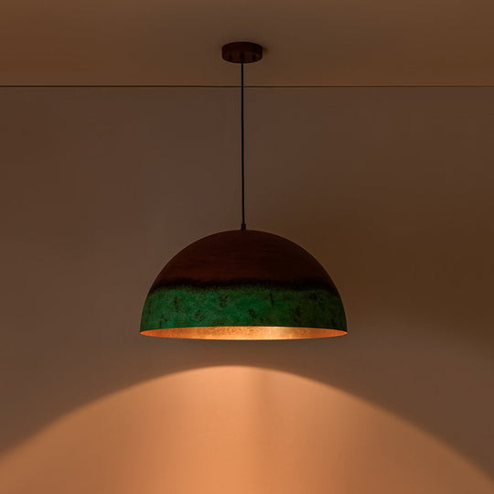 Pendantlightie - Rustic Farmhouse 1 - Light Copper And Green Paint Dome Pendant - Pendants - 23.6 in (60 cm) -
