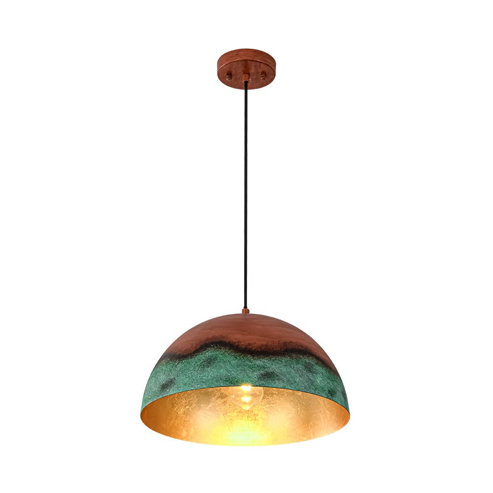 Pendantlightie - Rustic Farmhouse 1 - Light Copper And Green Paint Dome Pendant - Pendants - 23.6 in (60 cm) -