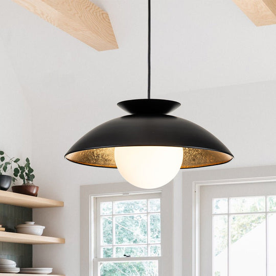 Pendantlightie-Scandinavian 1-Light Gold Leaf Dome Pendant Light-Pendants-Black-