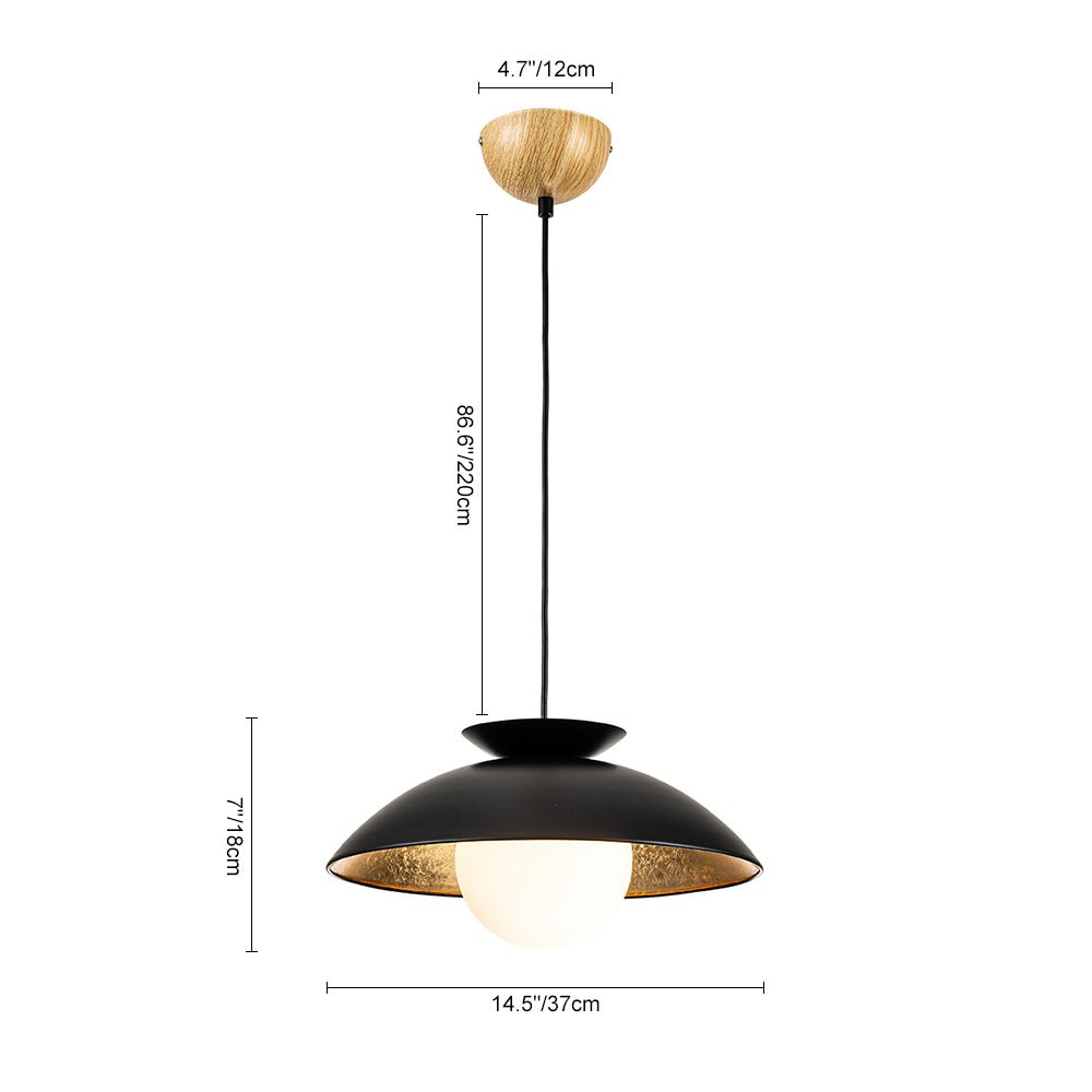 Pendantlightie-Scandinavian 1-Light Gold Leaf Dome Pendant Light-Pendants-White-