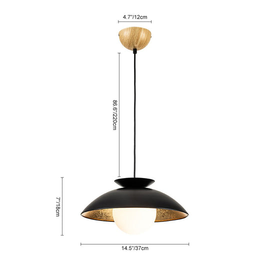 Pendantlightie-Scandinavian 1-Light Gold Leaf Dome Pendant Light-Pendants-White-