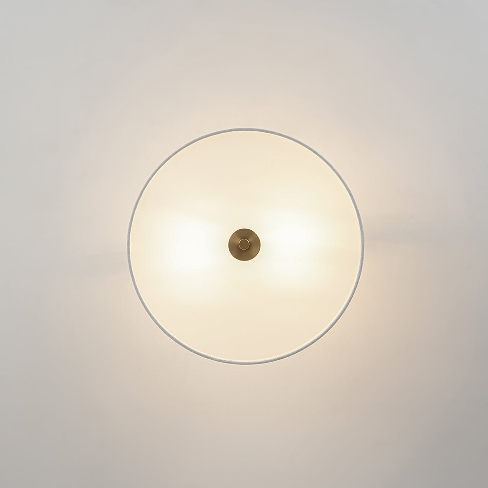 Pendantlightie - Scandinavian 2 - Light Linen Shade Drum Semi Flush Mount - Semi Flush Mount - Brass -