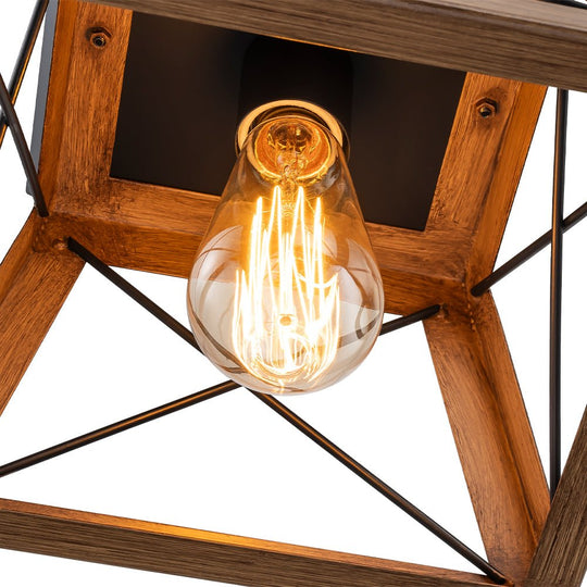 Pendantlightie - Single Light Square Rustic Pendant Lighting - Pendants - White -