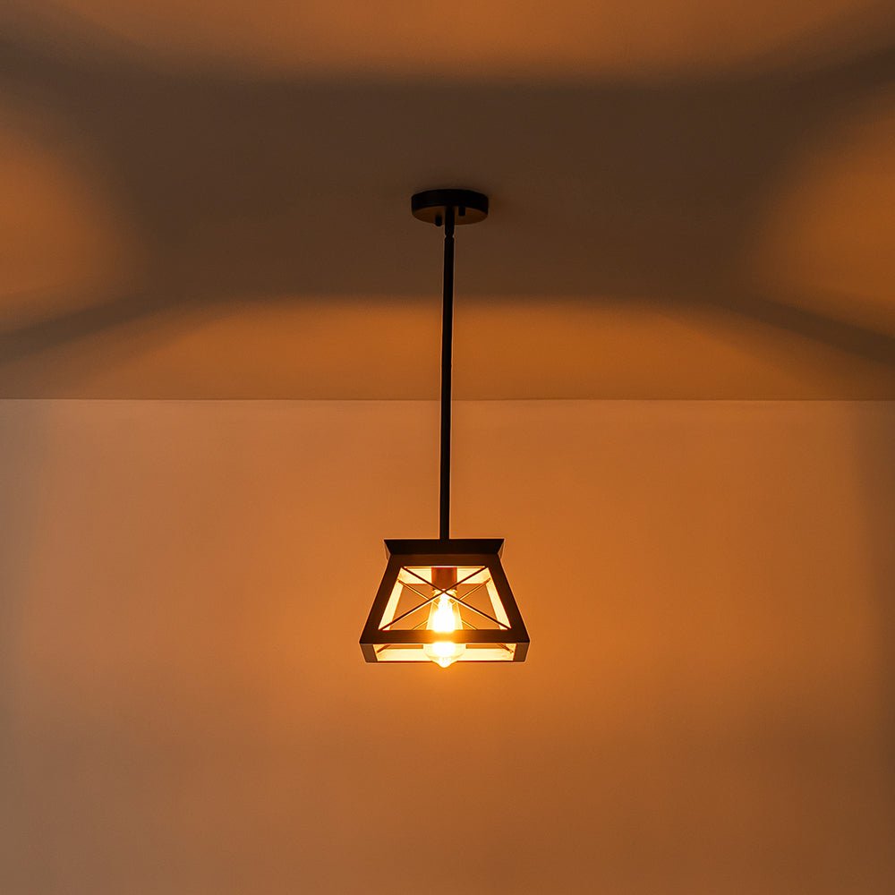 Pendantlightie - Single Light Square Rustic Pendant Lighting - Pendants - White -