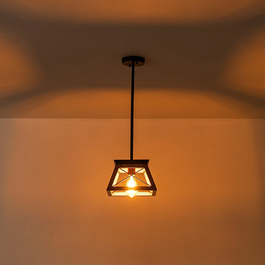 Pendantlightie - Single Light Square Rustic Pendant Lighting - Pendants - White -