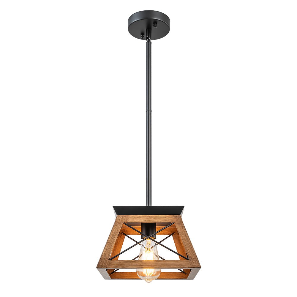 Pendantlightie - Single Light Square Rustic Pendant Lighting - Pendants - White -