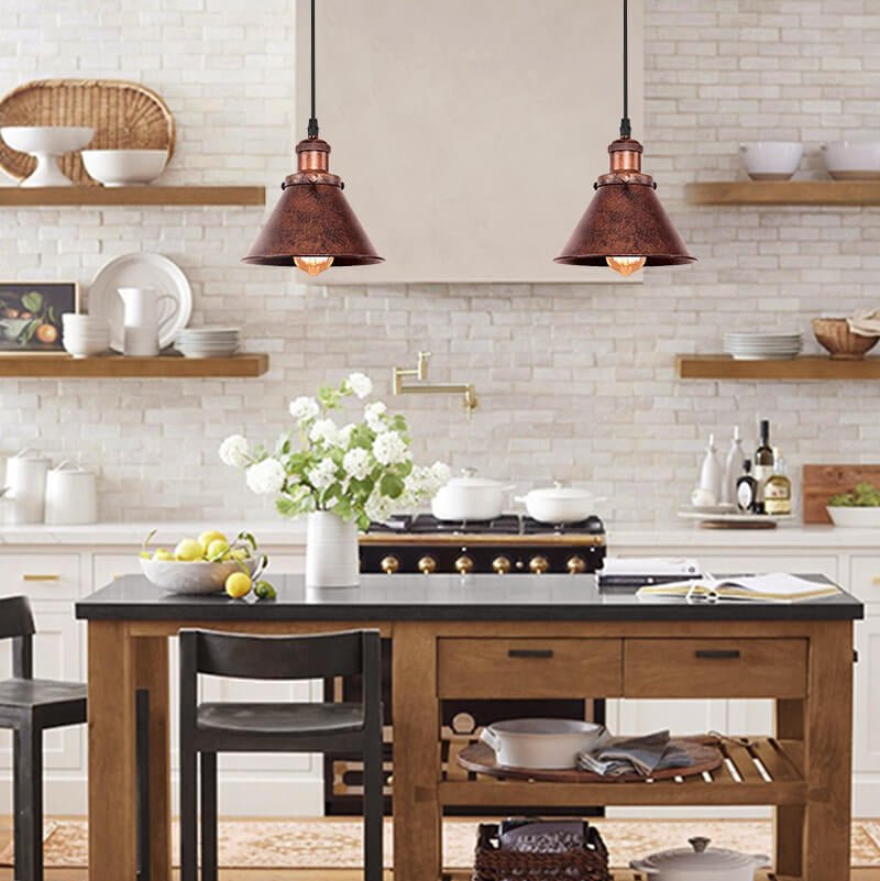 LNC Gulliver Farmhouse 1-Light Bronze Pendant – Rustic Industrial Island Light With Sensor