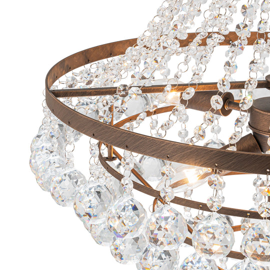 Pendantlightie - Traditional 7 - Light Tiered Beaded Empire Crystal Drops Chandelier - Chandeliers - Antique Bronze -