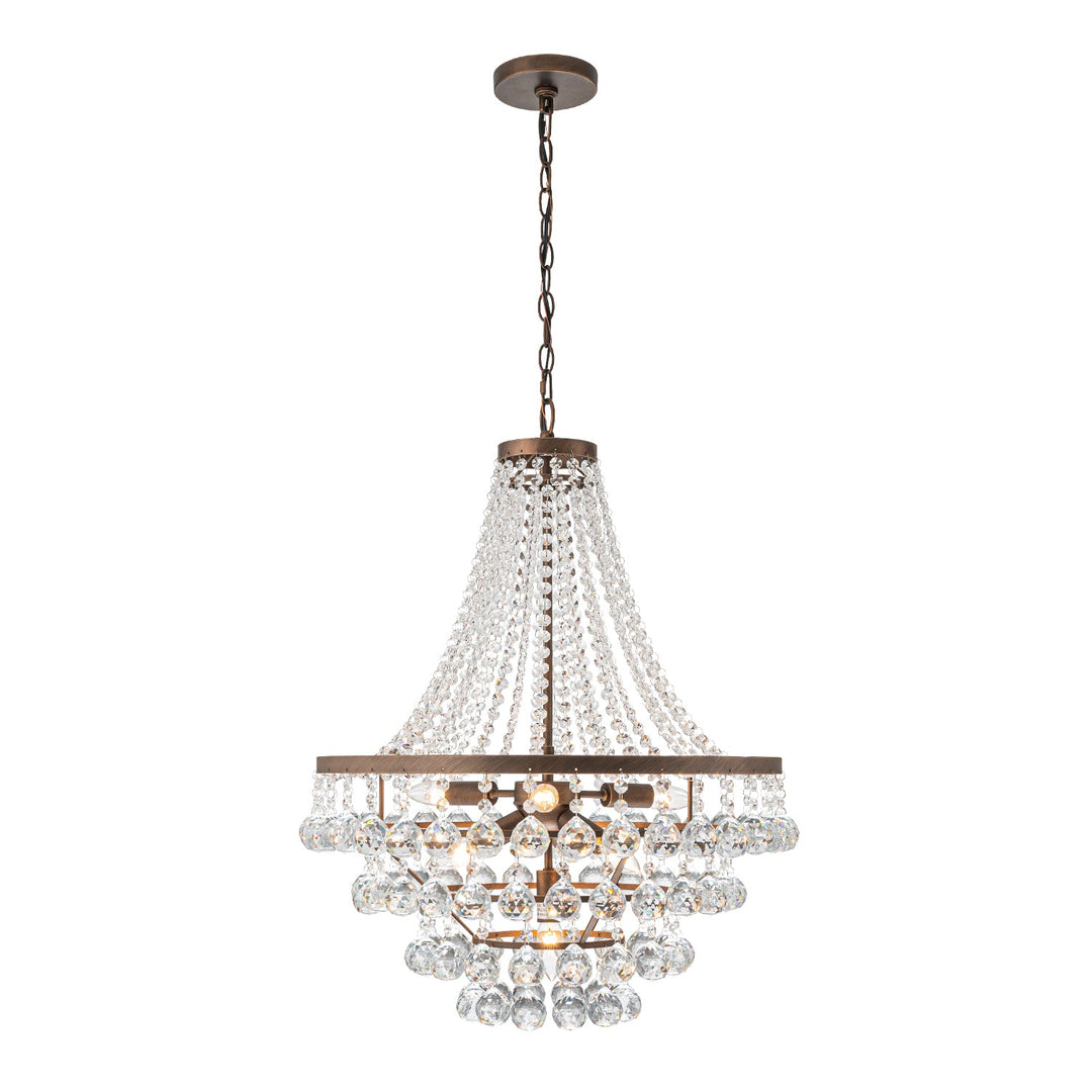 Pendantlightie - Traditional 7 - Light Tiered Beaded Empire Crystal Drops Chandelier - Chandeliers - Antique Bronze -