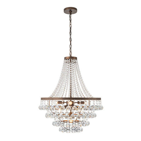 Pendantlightie - Traditional 7 - Light Tiered Beaded Empire Crystal Drops Chandelier - Chandeliers - Antique Bronze -