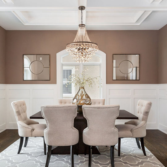 Pendantlightie - Traditional 7 - Light Tiered Beaded Empire Crystal Drops Chandelier - Chandeliers - Antique Bronze -