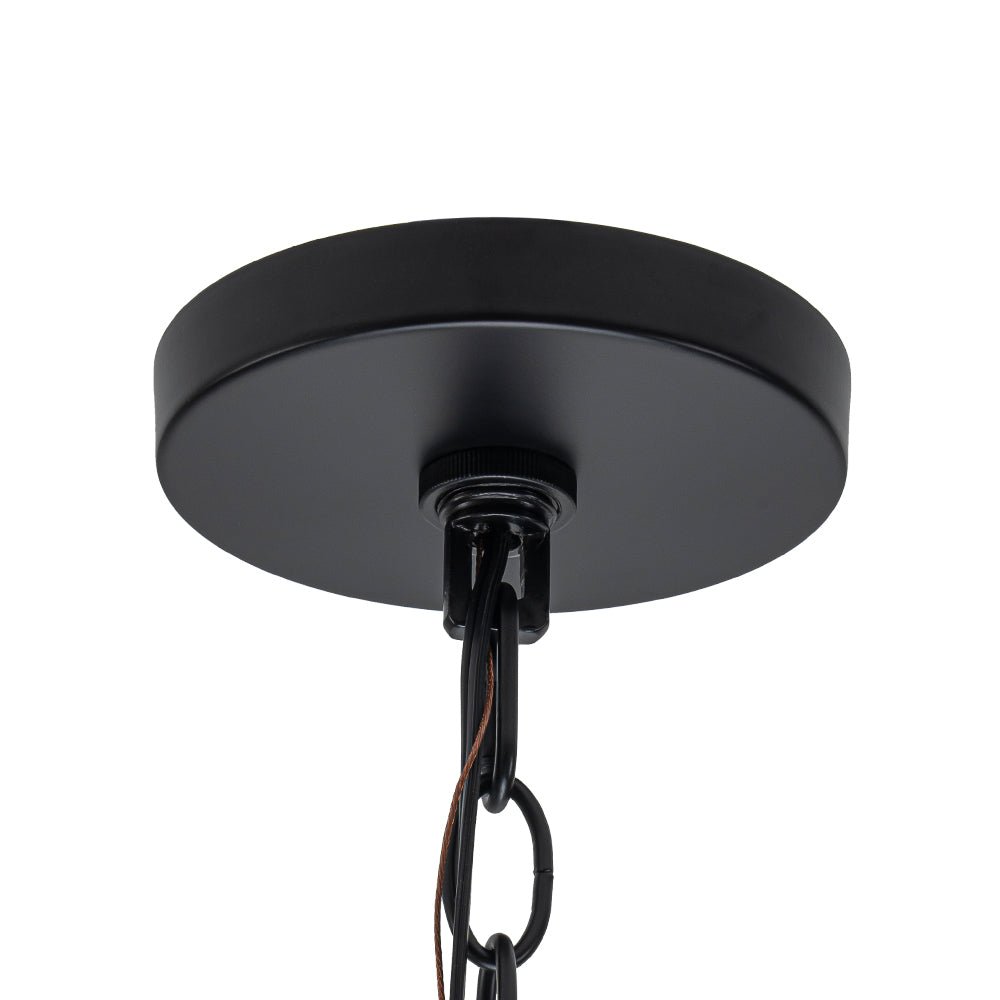 Pendantlightie - Traditional 8 - Light Clear Glass Lantern Style Cylinder Pendant - Pendants - Black -