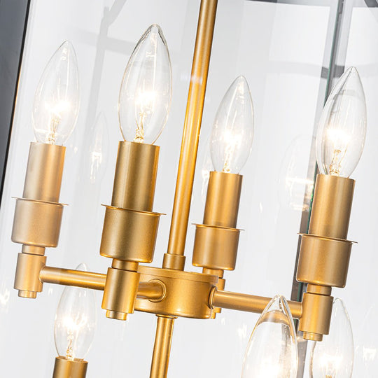 Pendantlightie - Traditional 8 - Light Clear Glass Lantern Style Cylinder Pendant - Pendants - Black -