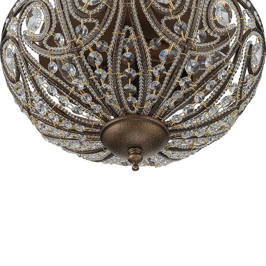 Pendantlightie-Vintage 3-Light Bowl Crystal Flush Ceiling Light-Flush Mount-Antique bronze-