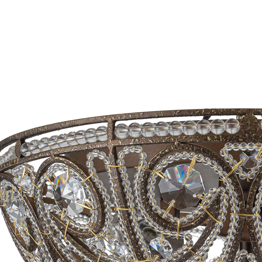 Pendantlightie-Vintage 3-Light Bowl Crystal Flush Ceiling Light-Flush Mount-Antique bronze-