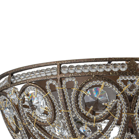 Pendantlightie-Vintage 3-Light Bowl Crystal Flush Ceiling Light-Flush Mount-Antique bronze-