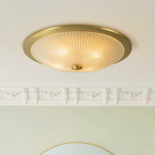 Pendantlightie - Vintage 4 - Light Bowl Flush Mount Light With Ribbed Glass - Flush Mount - Brass -