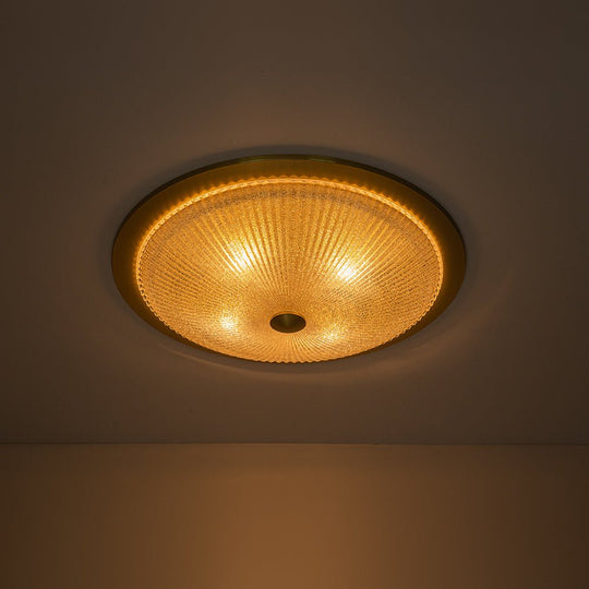Pendantlightie - Vintage 4 - Light Bowl Flush Mount Light With Ribbed Glass - Flush Mount - Brass -