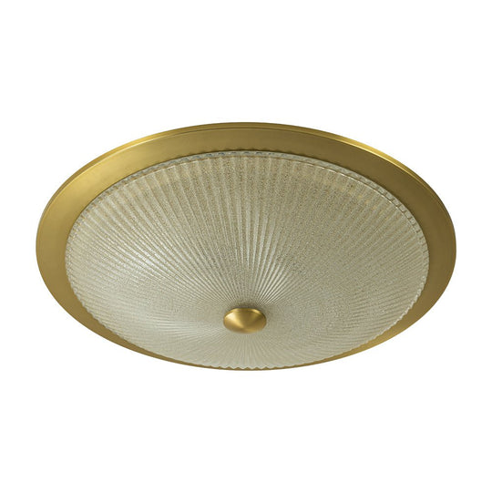 Pendantlightie - Vintage 4 - Light Bowl Flush Mount Light With Ribbed Glass - Flush Mount - Brass -