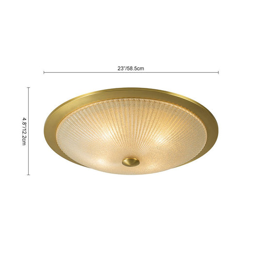 Pendantlightie - Vintage 4 - Light Bowl Flush Mount Light With Ribbed Glass - Flush Mount - Brass -