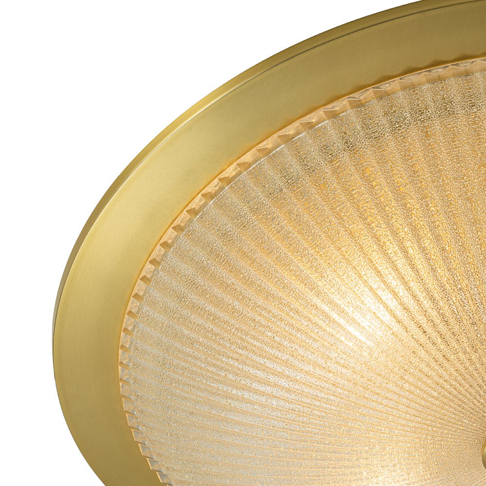 Pendantlightie - Vintage 4 - Light Bowl Flush Mount Light With Ribbed Glass - Flush Mount - Brass -