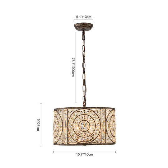 Pendantlightie - Vintage 4 - Light Glam Drum Chandelier With Crystal Accents - Chandeliers - Medium -