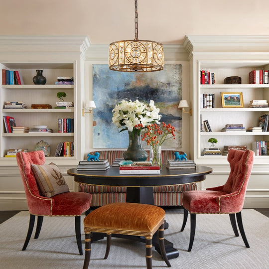 Pendantlightie - Vintage 4 - Light Glam Drum Chandelier With Crystal Accents - Chandeliers - Medium -