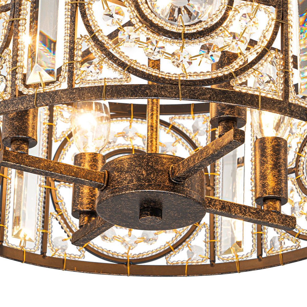 Pendantlightie - Vintage 4 - Light Glam Drum Chandelier With Crystal Accents - Chandeliers - Medium -