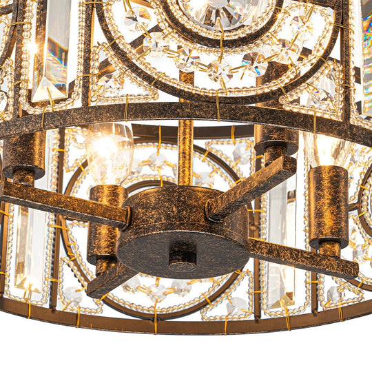 Pendantlightie - Vintage 4 - Light Glam Drum Chandelier With Crystal Accents - Chandeliers - Medium -