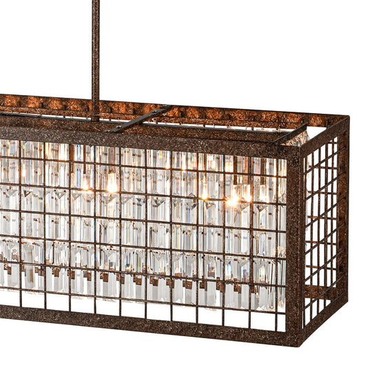 Pendantlightie - Vintage 4 - Light Hollow Frame Island Crystal Rectangle Chandelier - Chandeliers - Rustic -