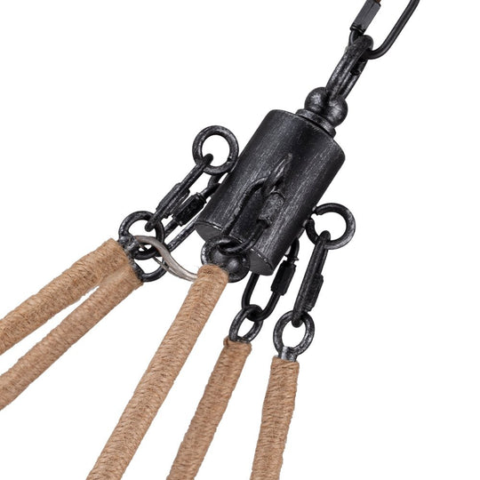 Pendantlightie - Vintage 5 - Light Hemp Rope Candle Style Wooden Chandelier - Chandeliers - 5Lt -