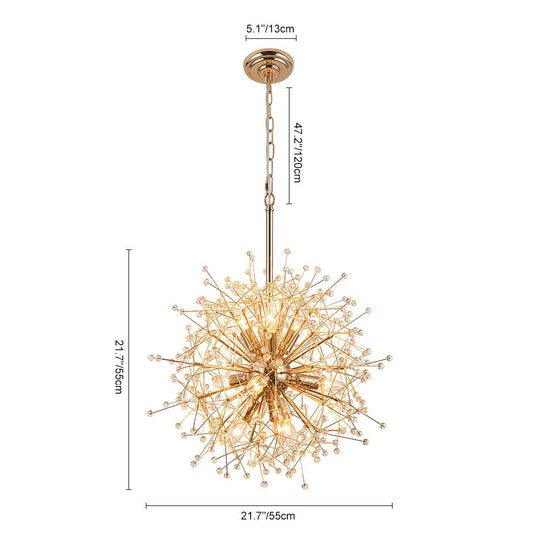 Pendantlightie - Vintage 9 - Light Sputnik Sphere Dandelion Crystal Chandelier - Chandeliers - Gold -
