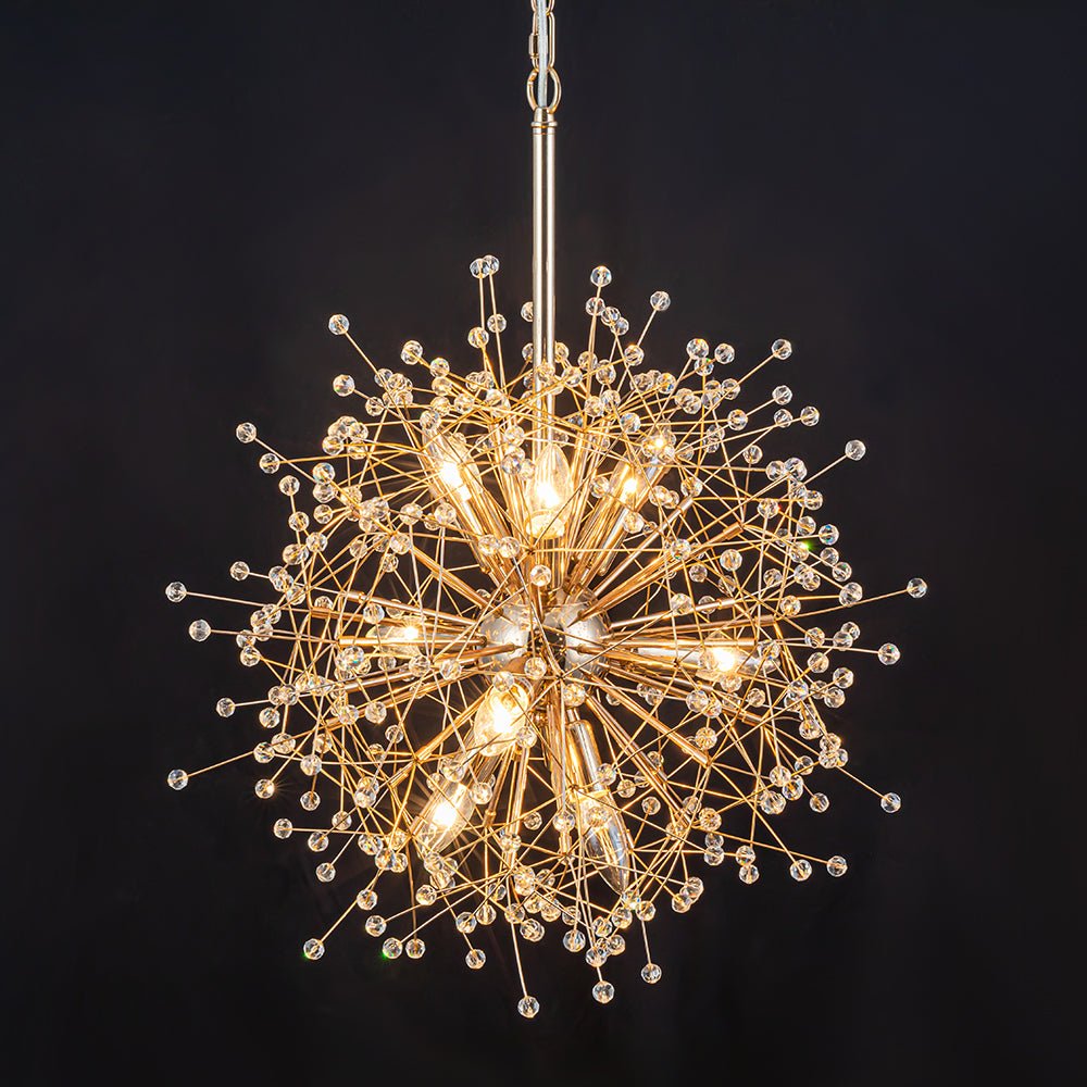 Pendantlightie - Vintage 9 - Light Sputnik Sphere Dandelion Crystal Chandelier - Chandeliers - Gold -