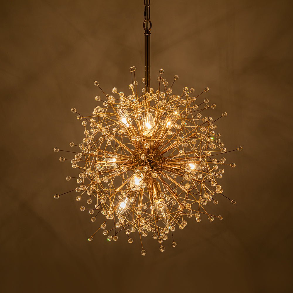 Pendantlightie - Vintage 9 - Light Sputnik Sphere Dandelion Crystal Chandelier - Chandeliers - Gold -