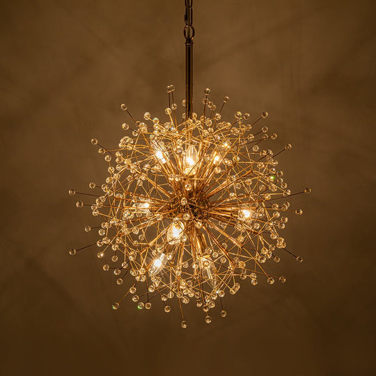 Pendantlightie - Vintage 9 - Light Sputnik Sphere Dandelion Crystal Chandelier - Chandeliers - Gold -