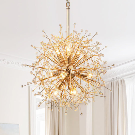Pendantlightie - Vintage 9 - Light Sputnik Sphere Dandelion Crystal Chandelier - Chandeliers - Gold -