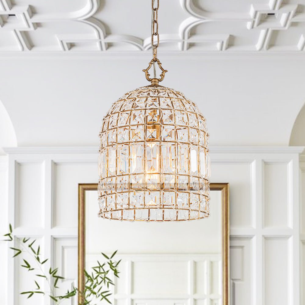 Vintage Crystal Accents Birdcage Pendant Light