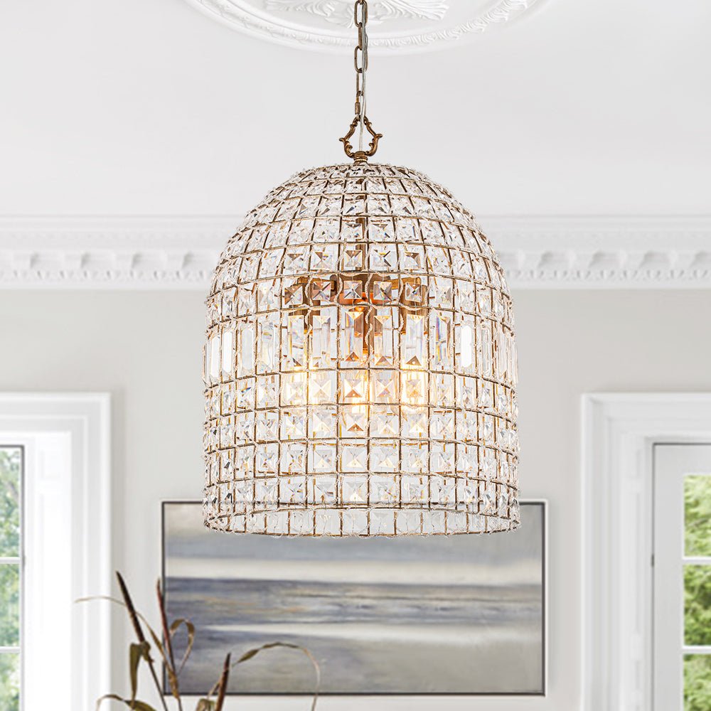 Pendantlightie - Vintage Crystal Accents Birdcage Pendant Light - Pendants - 3Lt -