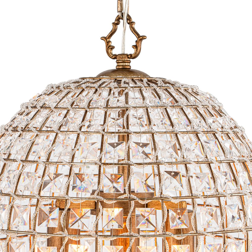 Pendantlightie - Vintage Crystal Accents Birdcage Pendant Light - Pendants - 3Lt -