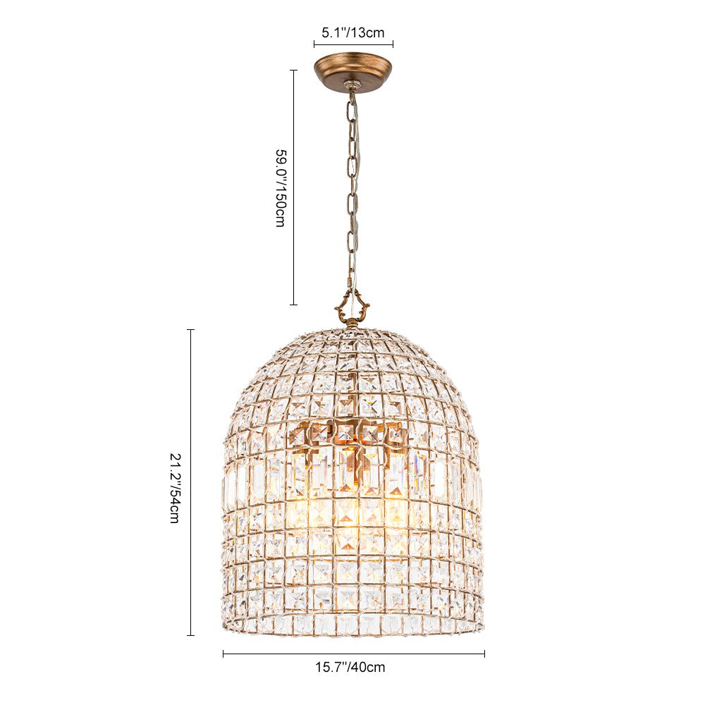 Pendantlightie - Vintage Crystal Accents Birdcage Pendant Light - Pendants - 3Lt -