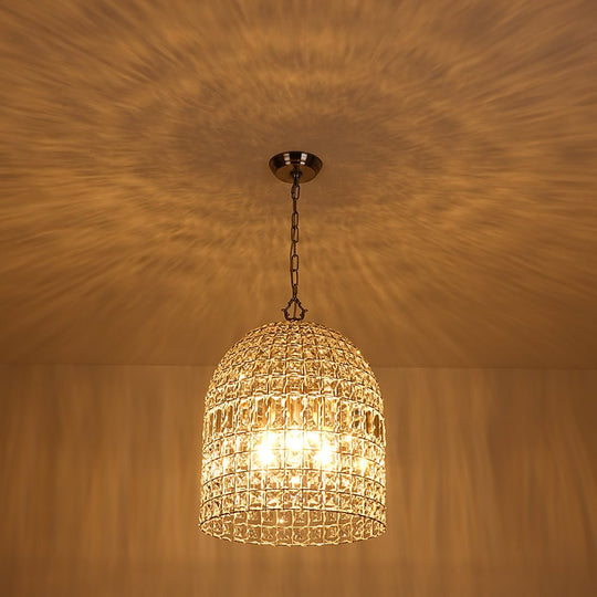 Pendantlightie - Vintage Crystal Accents Birdcage Pendant Light - Pendants - 3Lt - Bronze