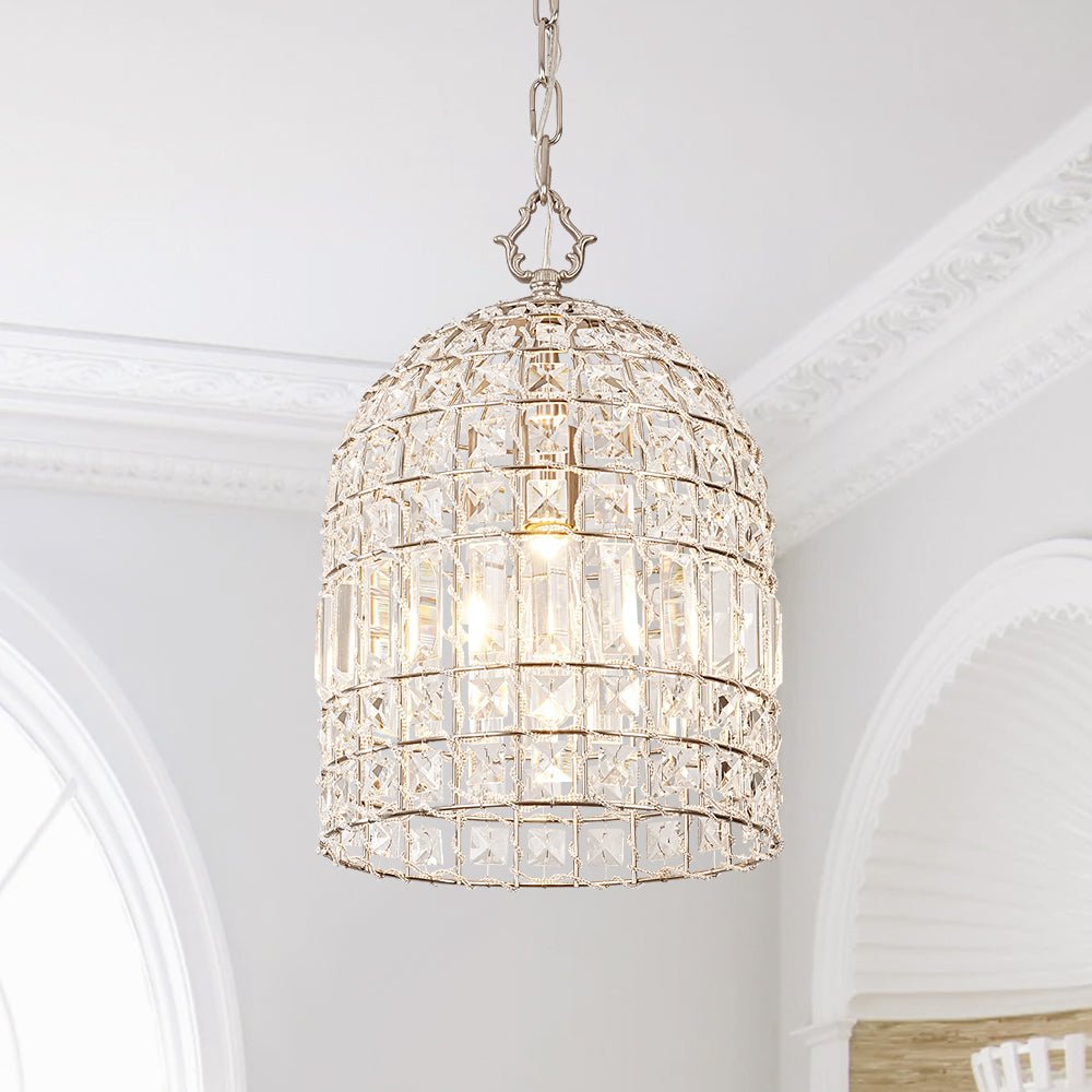 Pendantlightie - Vintage Crystal Accents Birdcage Pendant Light - Pendants - 3Lt - Nickel