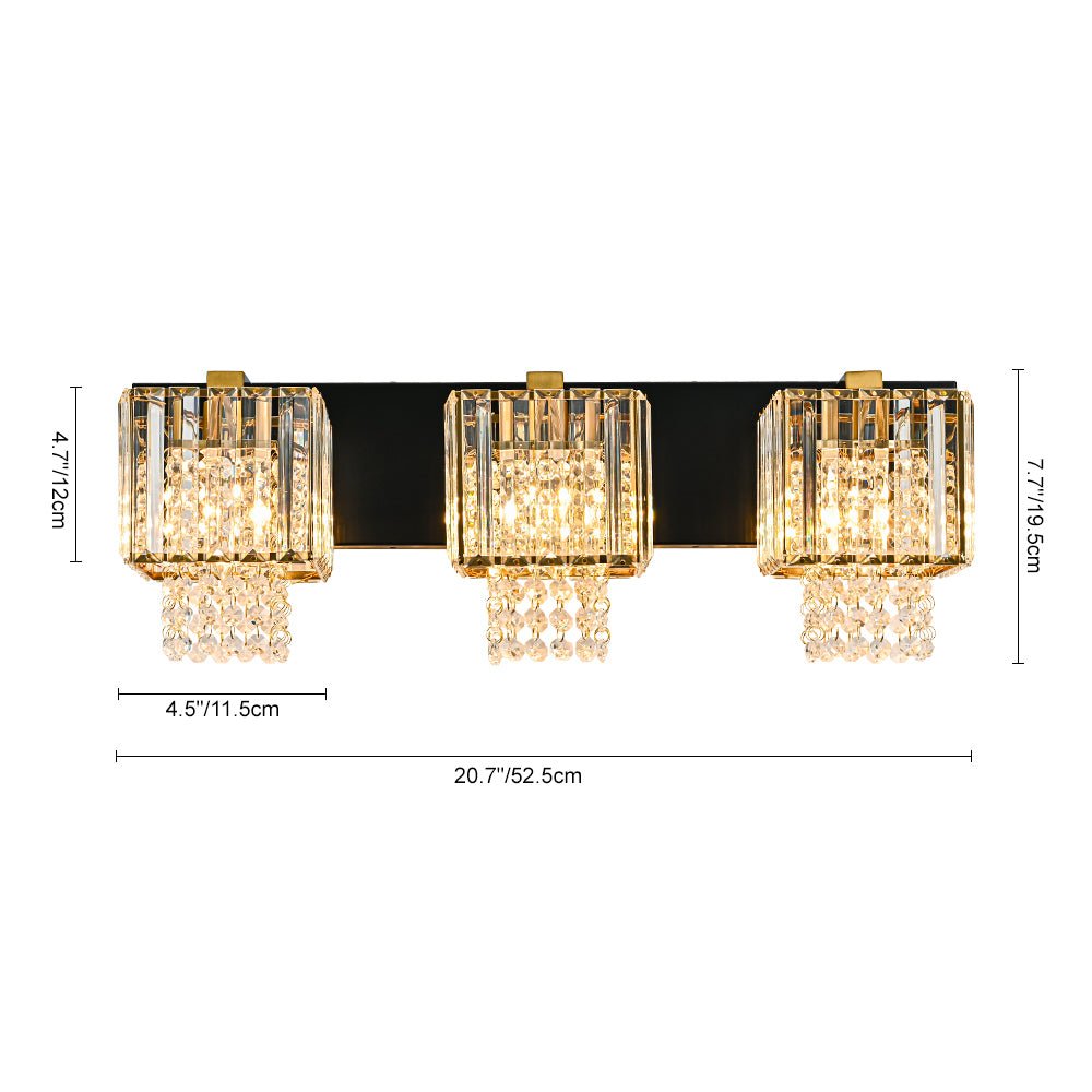 Pendantlightie - Vintage Drop Design Square Crystal Bathroom Wall Light - Wall Light - 5Lt -