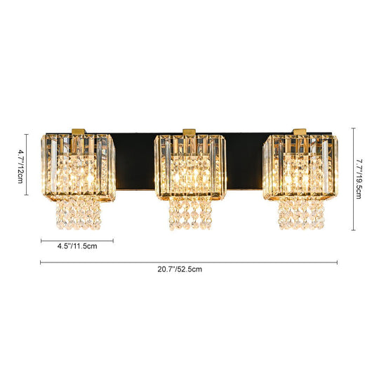 Pendantlightie - Vintage Drop Design Square Crystal Bathroom Wall Light - Wall Light - 5Lt -