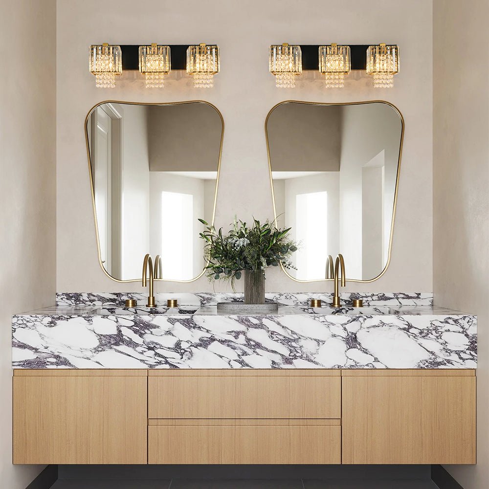 Pendantlightie - Vintage Drop Design Square Crystal Bathroom Wall Light - Wall Light - 5Lt -