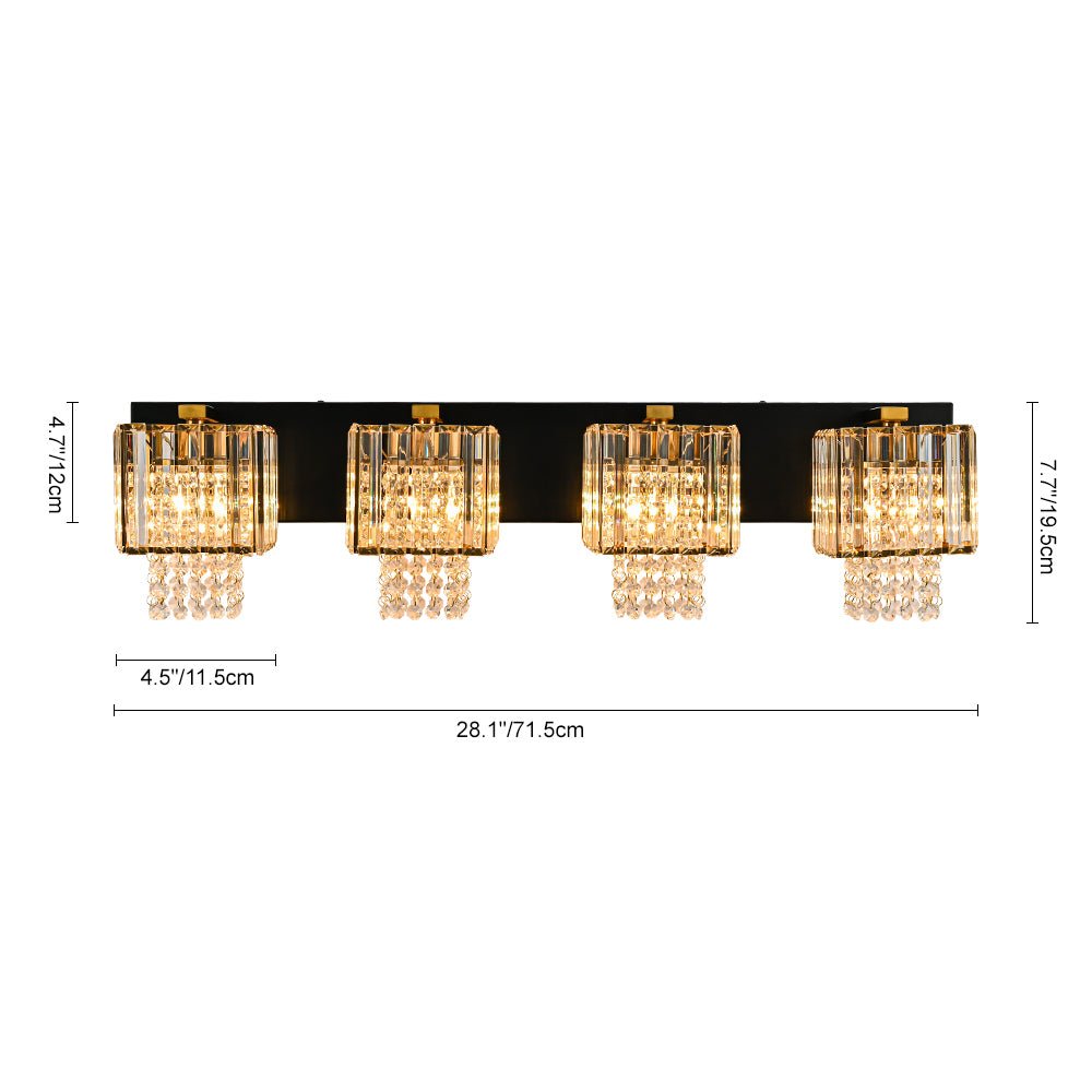 Pendantlightie - Vintage Drop Design Square Crystal Bathroom Wall Light - Wall Light - 5Lt -