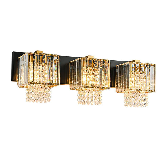 Pendantlightie - Vintage Drop Design Square Crystal Bathroom Wall Light - Wall Light - 5Lt -