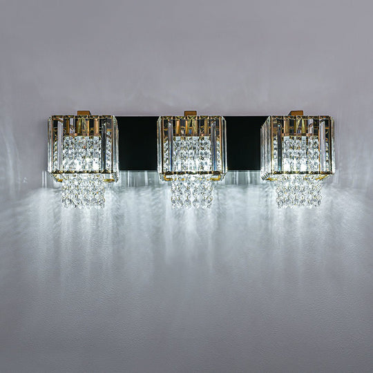 Pendantlightie - Vintage Drop Design Square Crystal Bathroom Wall Light - Wall Light - 5Lt -